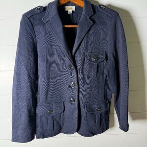 Talbots Navy Blazer 100% Cotton Knit Size Large